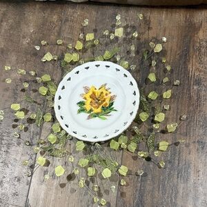 Decorative Floral Plate with Beaded Accents